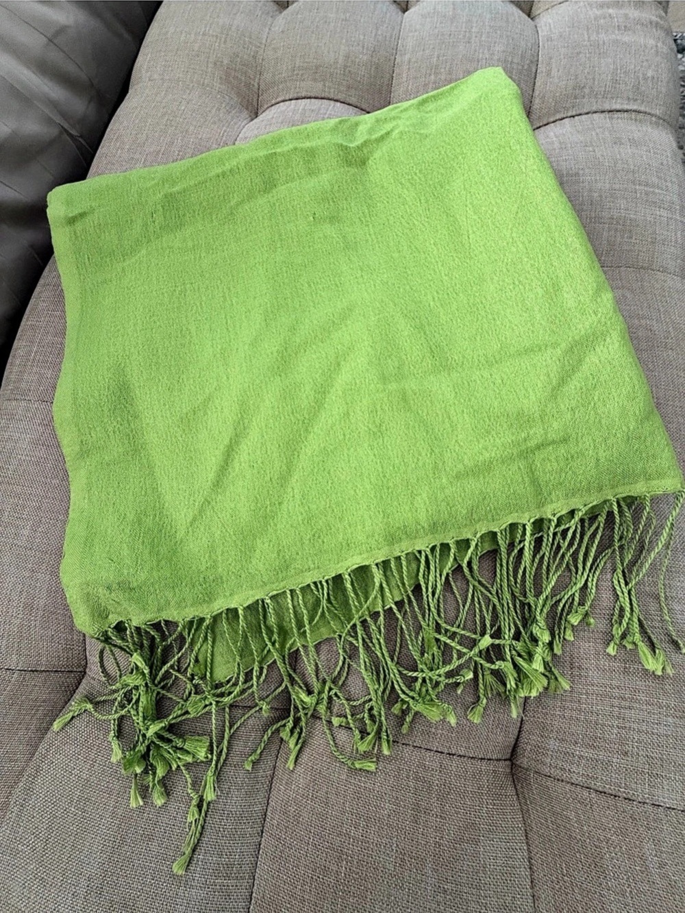 Chico's Fringe Scarf in Green Like New